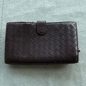 Bottega Veneta  Woven Dark Brown Wallet